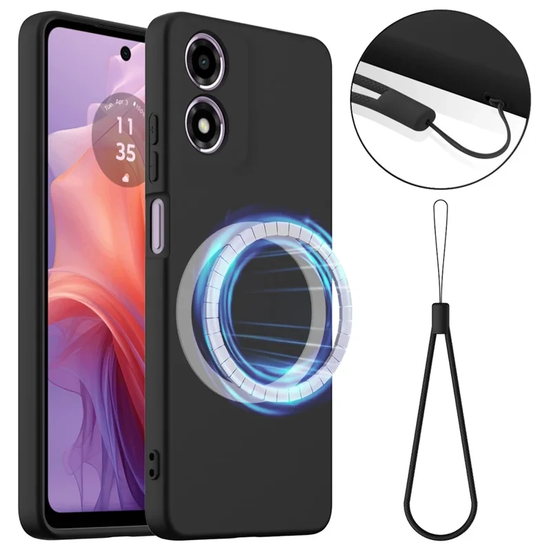 For Motorola Moto G04s 4G / Motorola Moto E14 4G / Motorola Moto G04 4G Case Compatible with MagSafe Anti-Drop Liquid Silicone Phone Cover - Black-Cellmalls