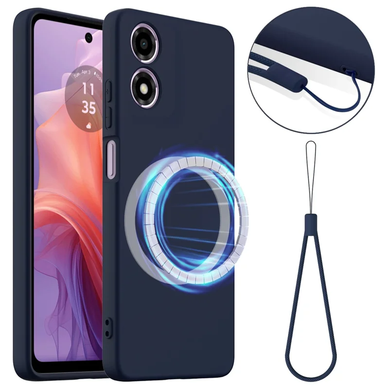 For Motorola Moto G04s 4G / Motorola Moto E14 4G / Motorola Moto G04 4G Case Compatible with MagSafe Anti-Drop Liquid Silicone Phone Cover - Black-Cellmalls