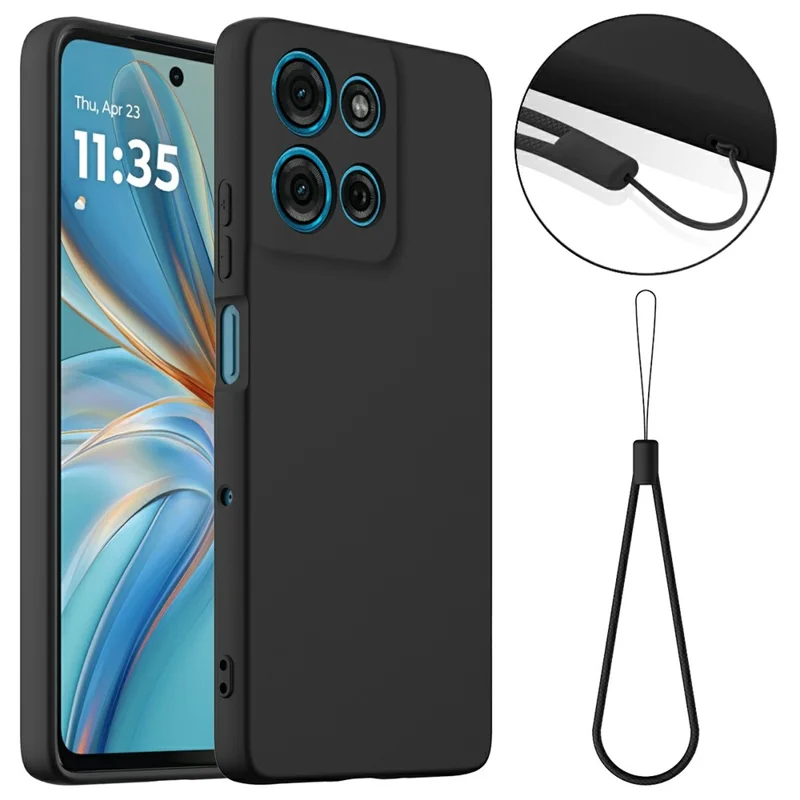 For Motorola Moto G75 5G Case Compatible with MagSafe Liquid Silicone Phone Cover with Lanyard - Dark Blue-Cellmalls