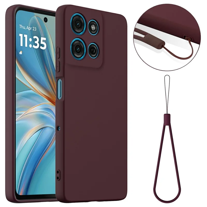 For Motorola Moto G75 5G Case Compatible with MagSafe Liquid Silicone Phone Cover with Lanyard - Dark Blue-Cellmalls