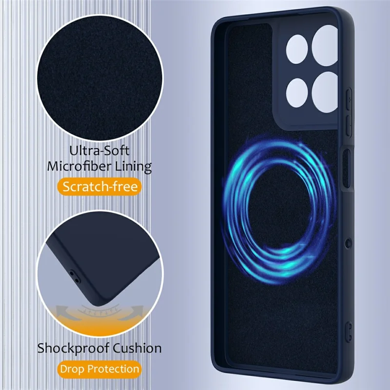 For Motorola Moto G75 5G Case Compatible with MagSafe Liquid Silicone Phone Cover with Lanyard - Dark Blue-Cellmalls