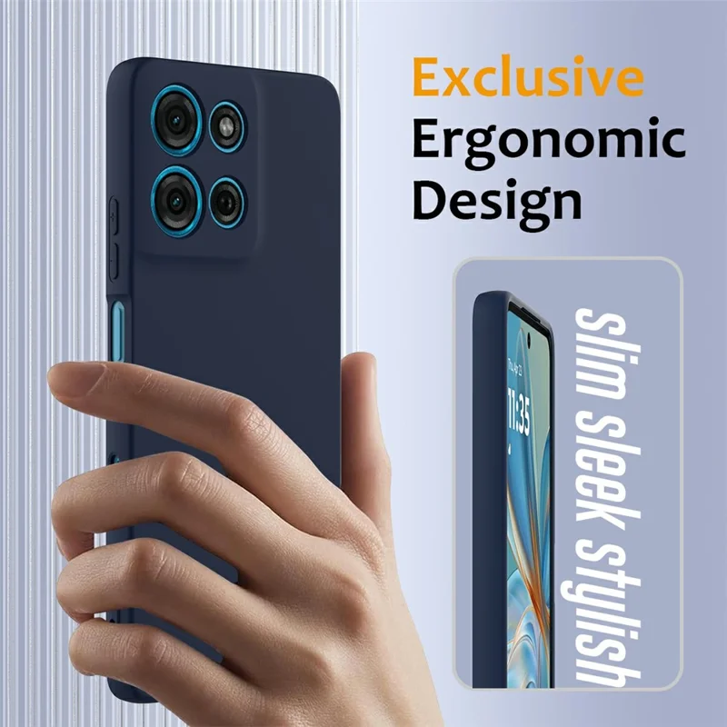 For Motorola Moto G75 5G Case Compatible with MagSafe Liquid Silicone Phone Cover with Lanyard - Dark Blue-Cellmalls