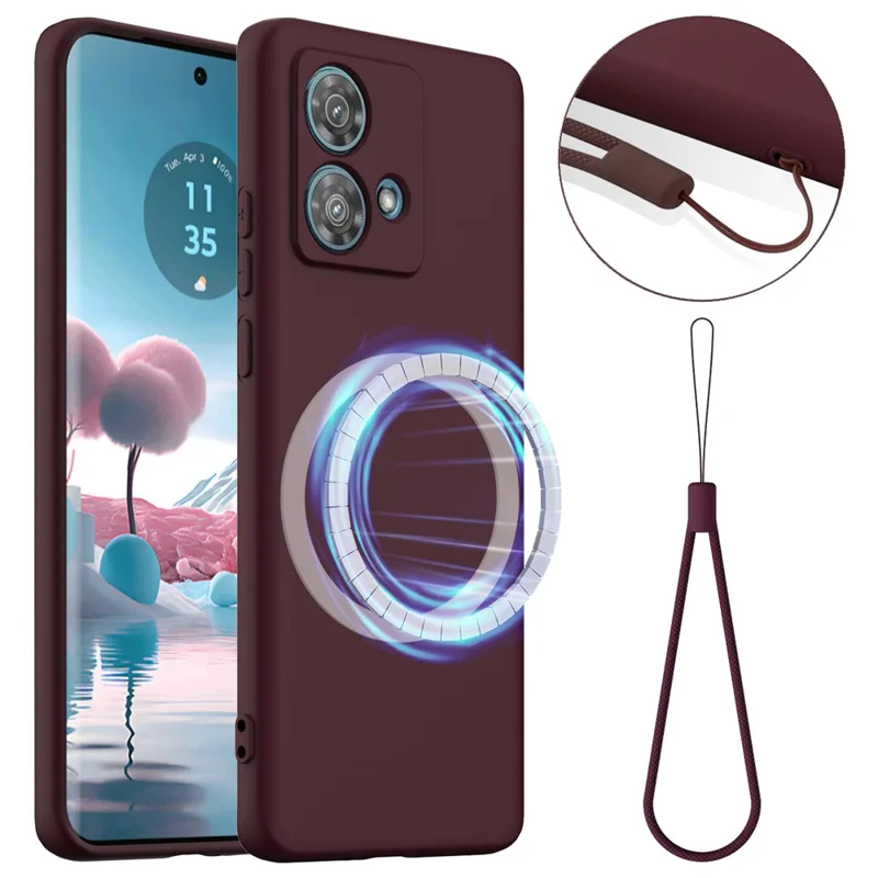 For Motorola Moto G84 5G Case Compatible with MagSafe Anti-Drop Liquid Silicone Phone Cover - Black-Cellmalls