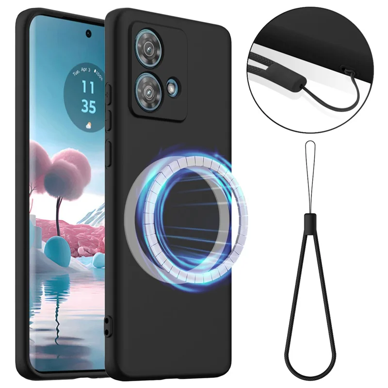 For Motorola Moto G84 5G Case Compatible with MagSafe Anti-Drop Liquid Silicone Phone Cover - Black-Cellmalls