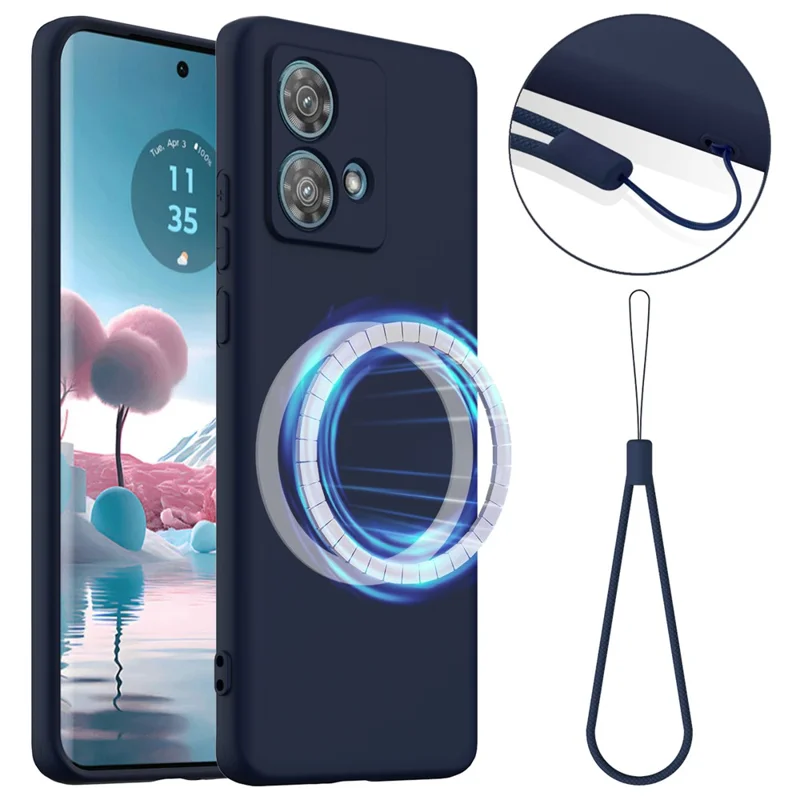 For Motorola Moto G84 5G Case Compatible with MagSafe Anti-Drop Liquid Silicone Phone Cover - Black-Cellmalls