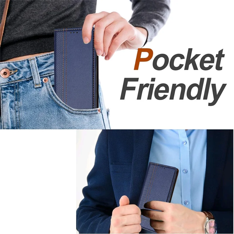 For Motorola Edge 40 Neo 5G Case L-Shaped Grid Pattern Leather Stand Phone Cover with Card Slots - Blue-Cellmalls