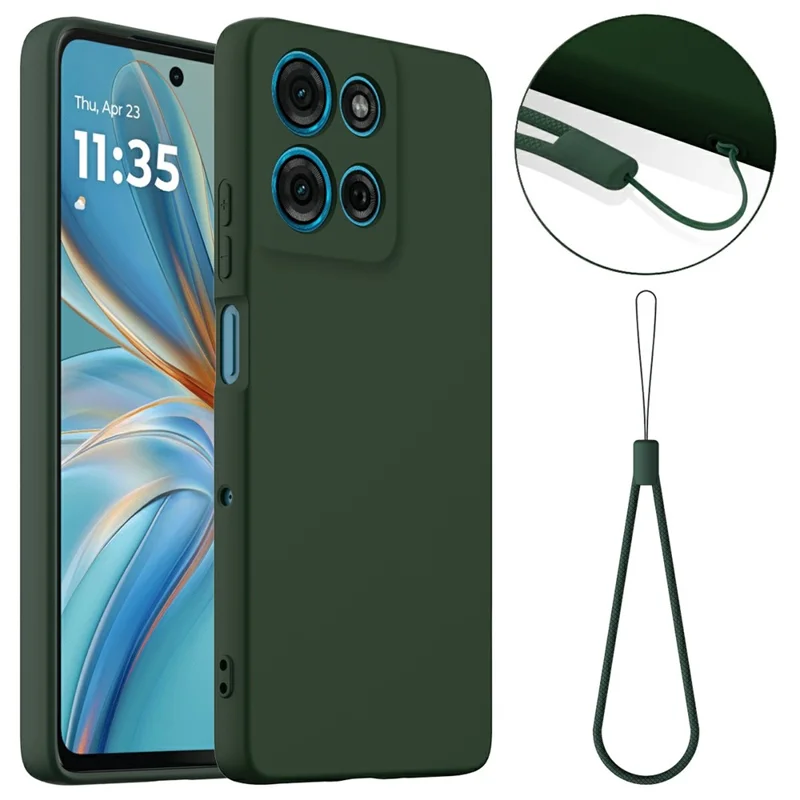 For Motorola Moto G75 5G Case Compatible with MagSafe Liquid Silicone Phone Cover with Lanyard - Dark Blue-Cellmalls
