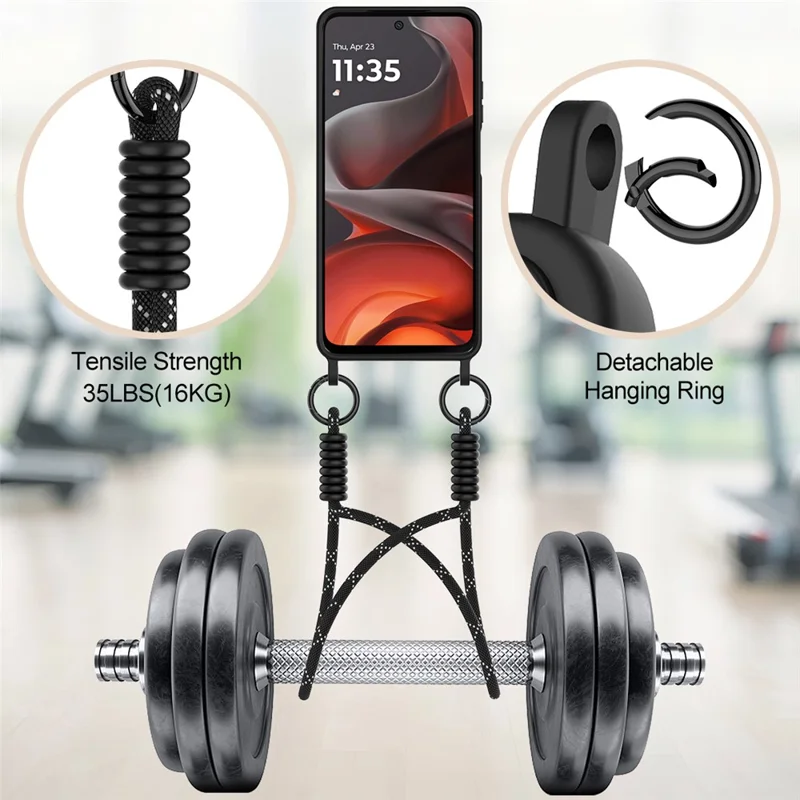 For Motorola Moto G15 Power 4G  /  G15 4G Liquid Silicone Case Phone Back Cover with Card Holder and Short Strap - Black-Cellmalls