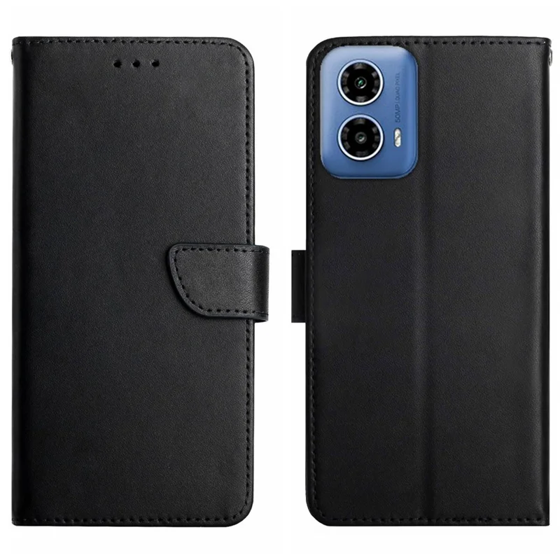 HT02 For Motorola Edge (2024) 5G Case Genuine Cow Leather Phone Cover Nappa Texture - Blue-Cellmalls