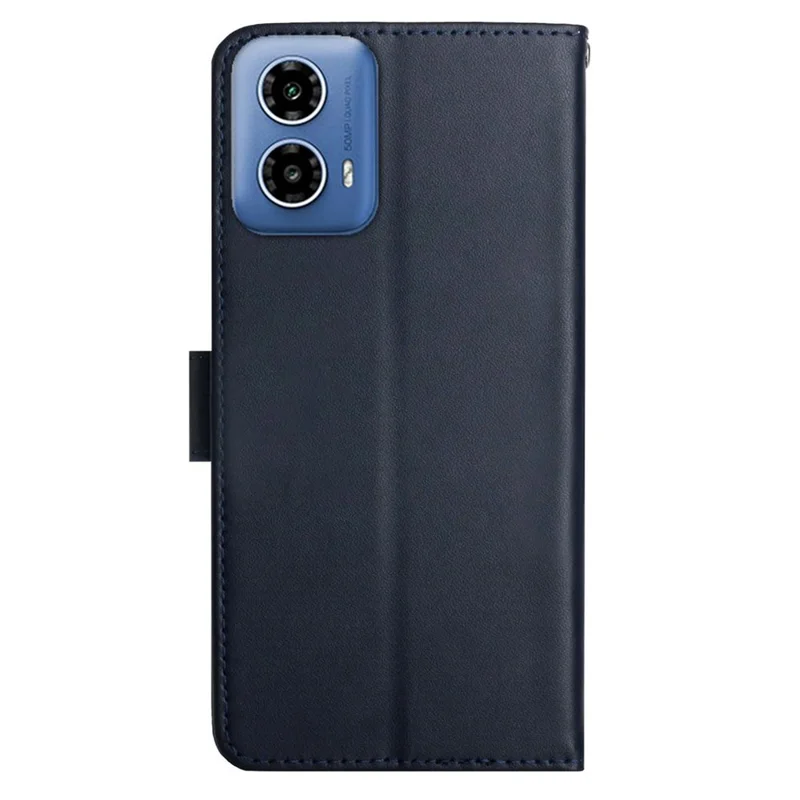 HT02 For Motorola Edge (2024) 5G Case Genuine Cow Leather Phone Cover Nappa Texture - Blue-Cellmalls