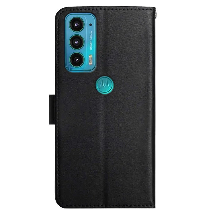 Nappa Texture Genuine Leather Multifunction Wallet Stand Fully Wrapped Protective Phone Case for Motorola Edge 20 - Black-Cellmalls