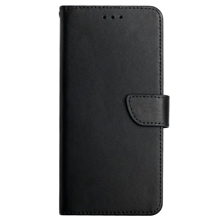 HT02 For Motorola Moto G Play (2023) 4G Anti-scratch Genuine Leather Nappa Texture Wallet Case Magnetic Clasp Stand Phone Cover - Black-Cellmalls