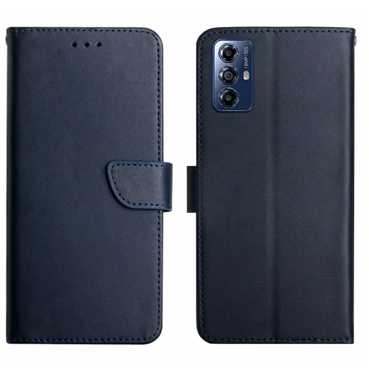 HT02 For Motorola Moto G Play (2023) 4G Anti-scratch Genuine Leather Nappa Texture Wallet Case Magnetic Clasp Stand Phone Cover - Black-Cellmalls