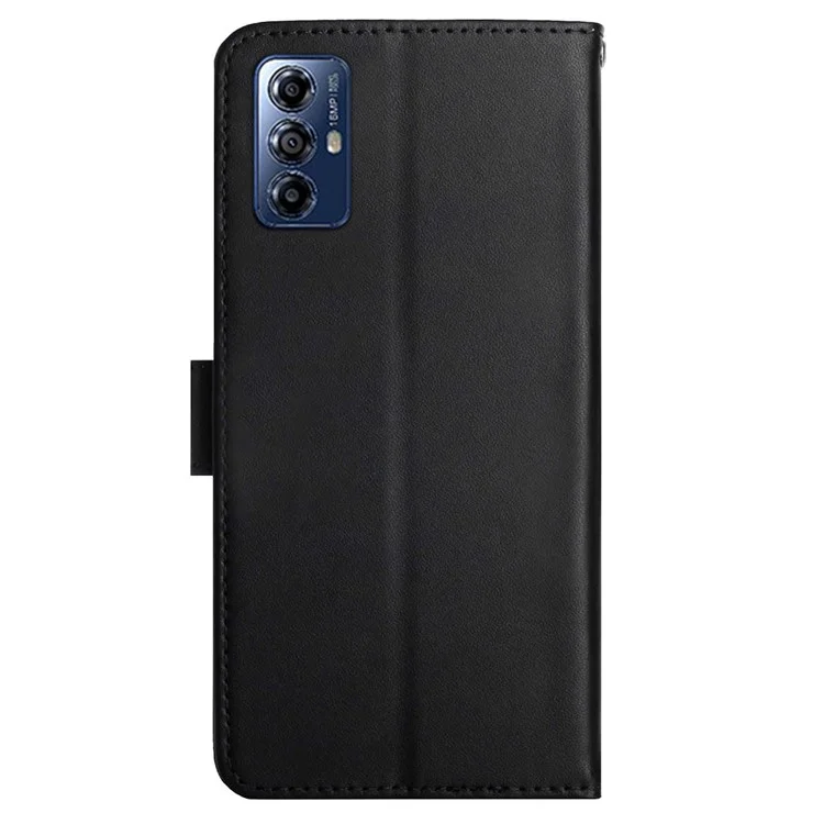 HT02 For Motorola Moto G Play (2023) 4G Anti-scratch Genuine Leather Nappa Texture Wallet Case Magnetic Clasp Stand Phone Cover - Black-Cellmalls