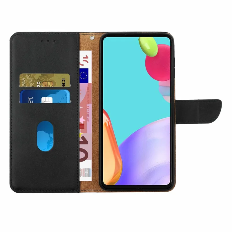 HT02 For Motorola Moto G55 5G Case Genuine Cow Leather Phone Cover Nappa Texture - Black-Cellmalls