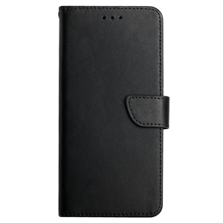 HT02 For Motorola Moto G54 5G Genuine Cow Leather Phone Cover Stand Wallet Anti-drop Case - Black-Cellmalls