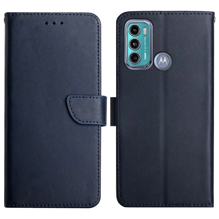 Anti-scratch Flip Phone Cover Genuine Leather TPU Nappa Texture Full Body Protective Phone Case for Motorola Moto G60 / G40 Fusion - Black-Cellmalls