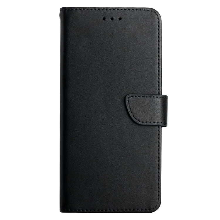 Scratch-proof Nappa Texture Genuine Leather Wallet Stand Protective Phone Case for Motorola Moto G60S - Black-Cellmalls