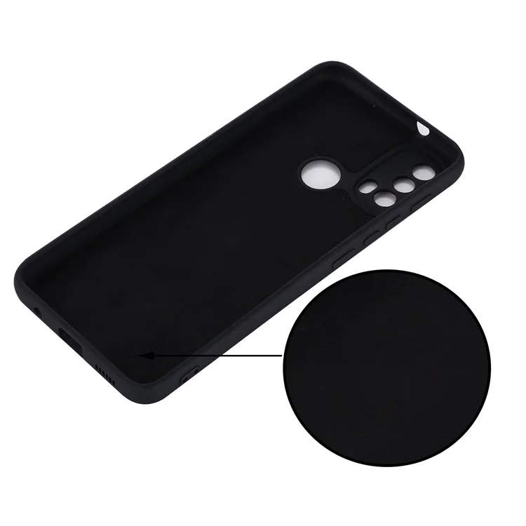 For Motorola Moto E20/E30/E40 Liquid Silicone Protective Cover Anti-scratch Slim Phone Case with Strap - Black-Cellmalls