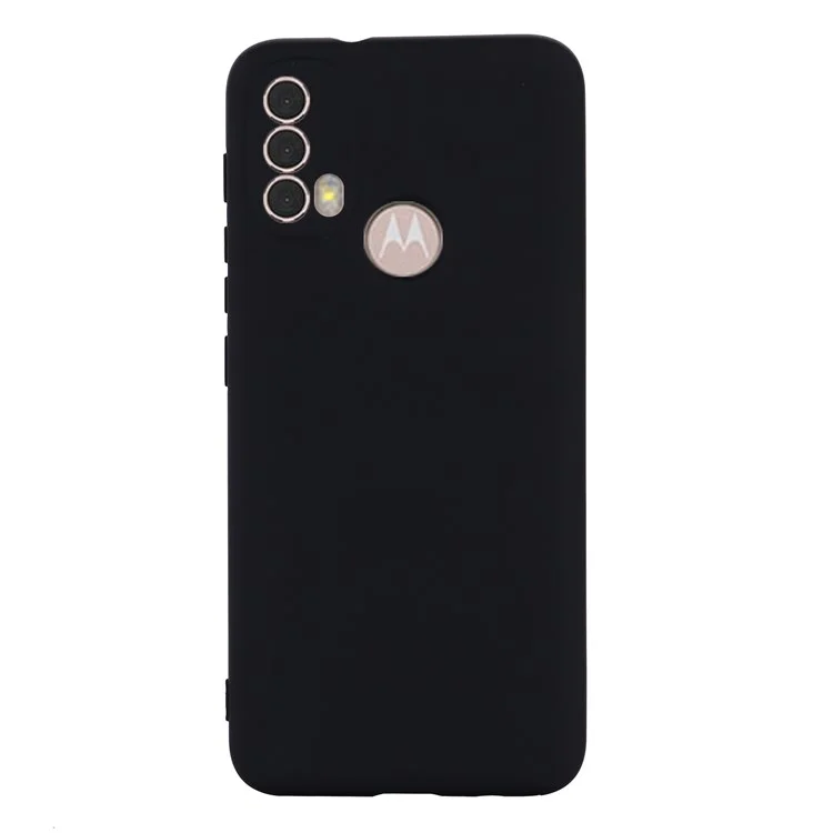 For Motorola Moto E20/E30/E40 Liquid Silicone Protective Cover Anti-scratch Slim Phone Case with Strap - Black-Cellmalls