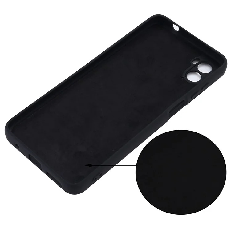 For Motorola Moto E22s 4G Liquid Silicone Case Scratch-resistant Cell Phone Cover Protector with Strap - Black-Cellmalls