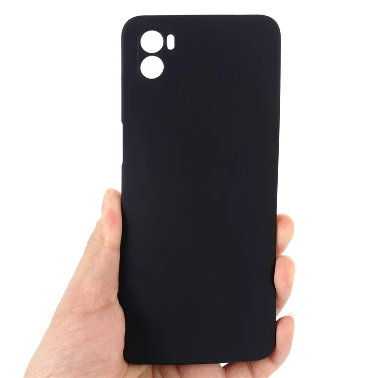 For Motorola Moto E22s 4G Liquid Silicone Case Scratch-resistant Cell Phone Cover Protector with Strap - Black-Cellmalls