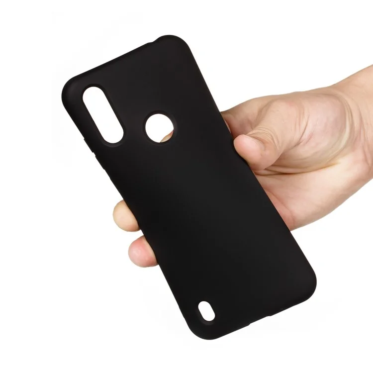 Liquid Silicone Phone Cover Case with Lanyard for Motorola Moto E6i / E6s (2020) - Black-Cellmalls