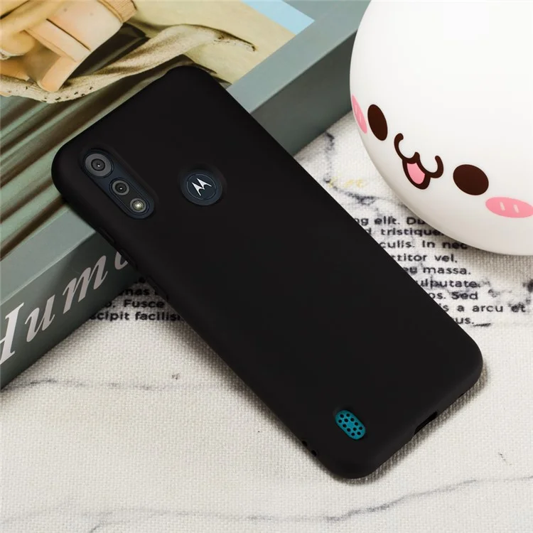 Liquid Silicone Phone Cover Case with Lanyard for Motorola Moto E6i / E6s (2020) - Black-Cellmalls