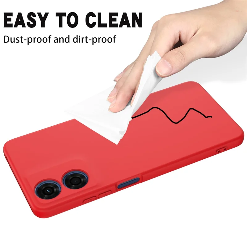 For Motorola Moto E14 4G Case with Hand Strap Liquid Silicone Phone Cover - Red-Cellmalls