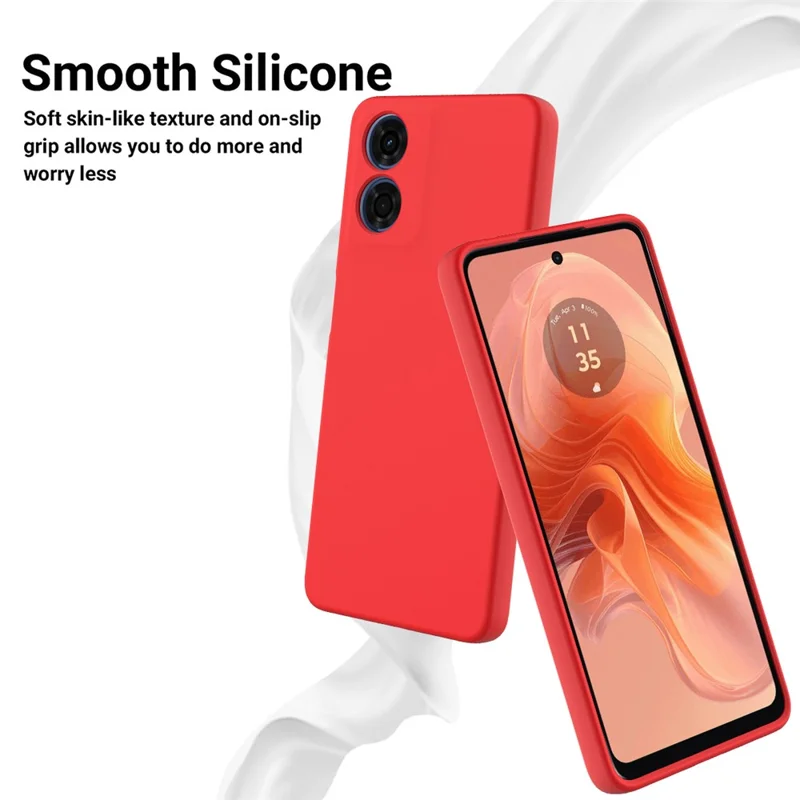 For Motorola Moto E14 4G Case with Hand Strap Liquid Silicone Phone Cover - Red-Cellmalls