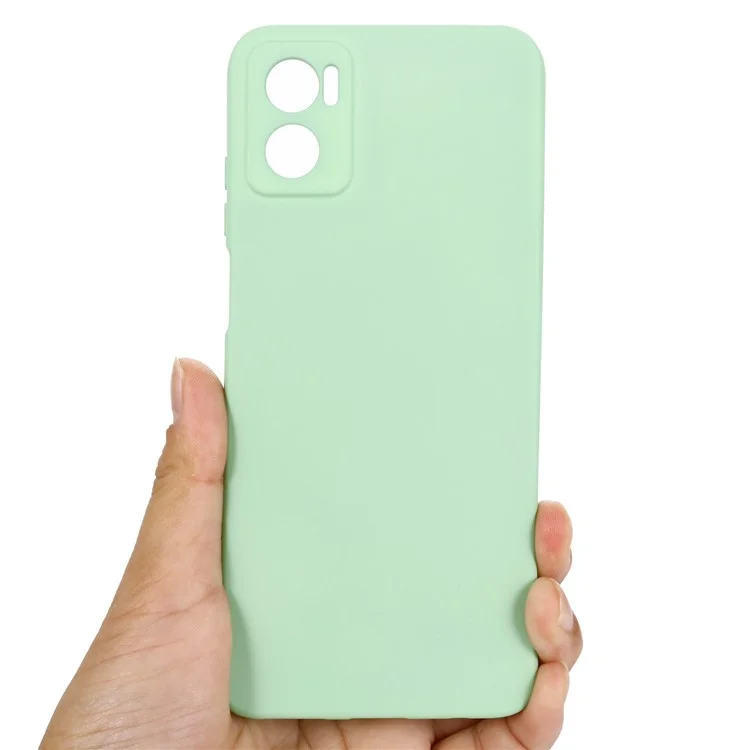 For Motorola Moto E22 4G / E22i 4G Liquid Silicone Cover Anti-Scratch Soft Lining Camera Protection Phone Case with Strap - Green-Cellmalls