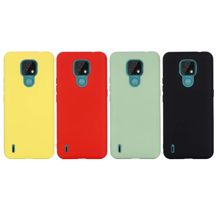 Plain Liquid Silicone Phone Protective Case + Handy Strap for Motorola Moto E7 2020 - Black-Cellmalls