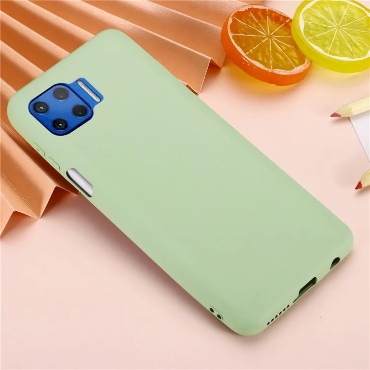 Solid Color Liquid Silicone Phone Protective Shell with Strap for Motorola Moto G 5G Plus - Green-Cellmalls