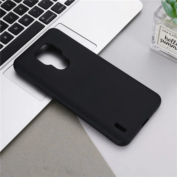 Plain Liquid Silicone Phone Protective Case + Handy Strap for Motorola Moto E7 2020 - Black-Cellmalls