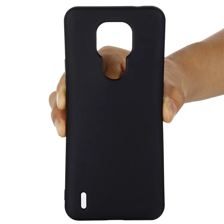 Plain Liquid Silicone Phone Protective Case + Handy Strap for Motorola Moto E7 2020 - Black-Cellmalls