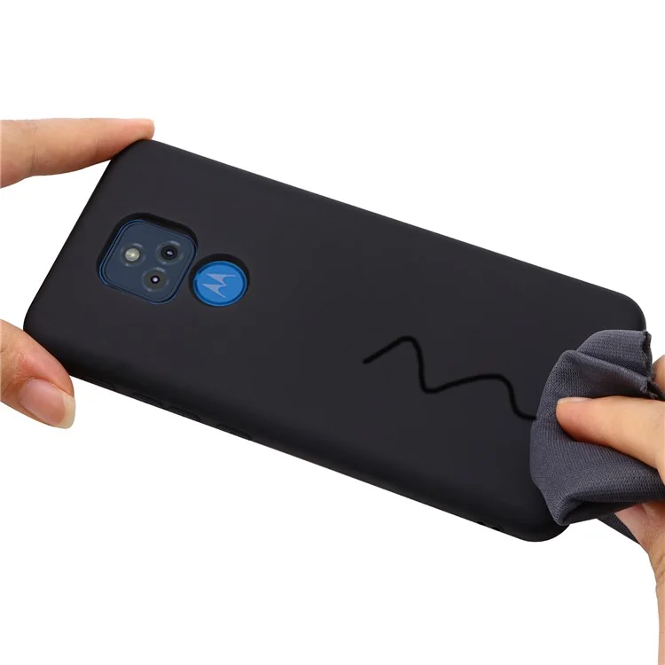 For Motorola Moto G Play (2021) Phone Case Liquid Silicone Shockproof Back Cover with Strap - Black-Cellmalls