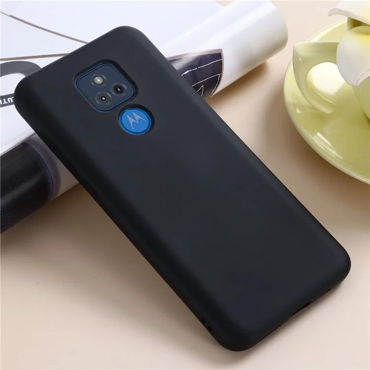 For Motorola Moto G Play (2021) Phone Case Liquid Silicone Shockproof Back Cover with Strap - Black-Cellmalls