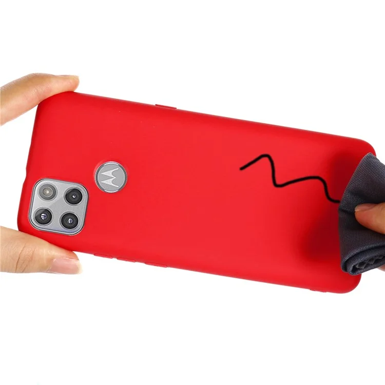 Liquid Silicone Soft Cover Case with Handy Strap for Motorola Moto G 5G - Red-Cellmalls