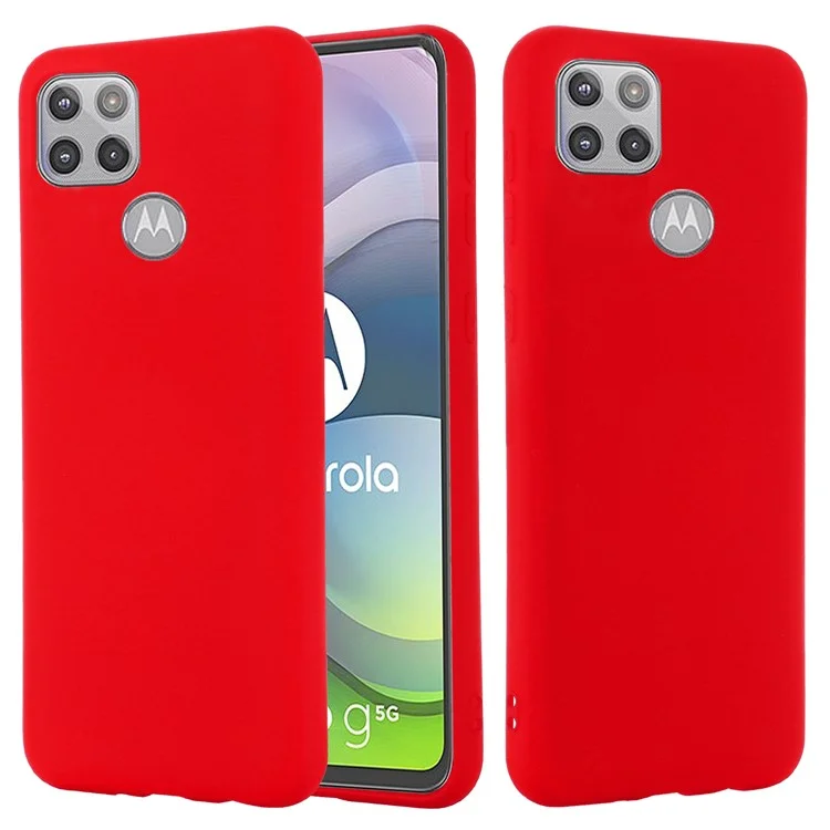 Liquid Silicone Soft Cover Case with Handy Strap for Motorola Moto G 5G - Red-Cellmalls
