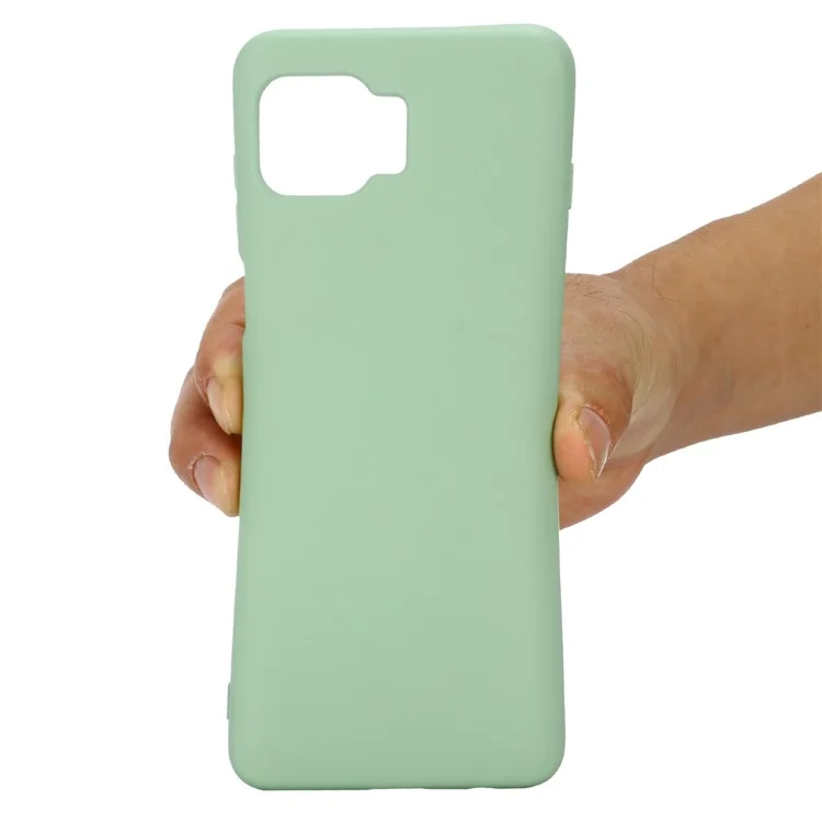 Solid Color Liquid Silicone Phone Protective Shell with Strap for Motorola Moto G 5G Plus - Green-Cellmalls