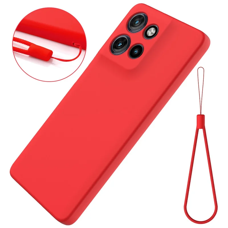 For Motorola Moto G Power (2025) Case Liquid Silicone Phone Back Cover with Hand Strap - Red-Cellmalls