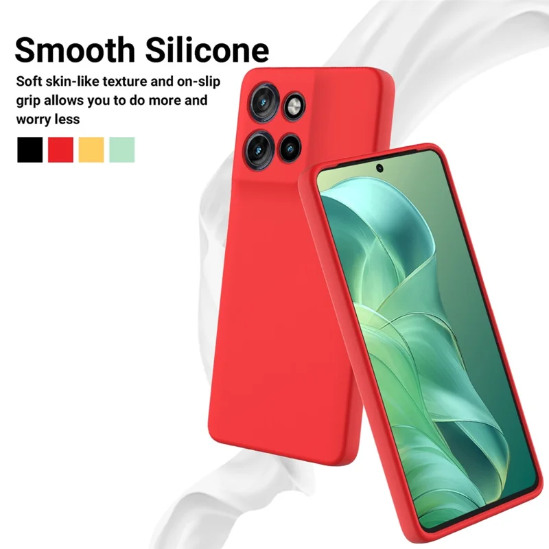 For Motorola Moto G Power (2025) Case Liquid Silicone Phone Back Cover with Hand Strap - Red-Cellmalls
