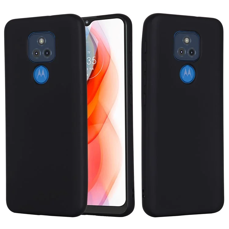 For Motorola Moto G Play (2021) Phone Case Liquid Silicone Shockproof Back Cover with Strap - Black-Cellmalls