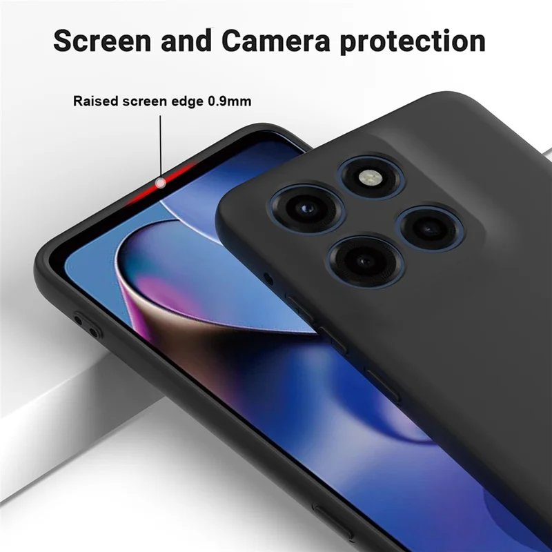 For Motorola Moto G Stylus 5G (2025) Liquid Silicone Case Phone Back Cover with Hand Strap - Black-Cellmalls