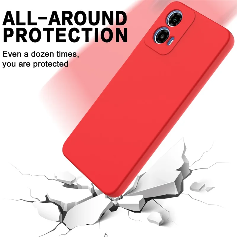For Motorola Moto G Power (2024) Case Liquid Silicone Mobile Phone Cover with Strap - Red-Cellmalls