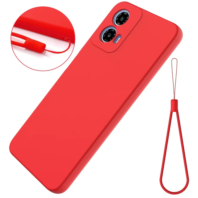 For Motorola Moto G Power (2024) Case Liquid Silicone Mobile Phone Cover with Strap - Red-Cellmalls
