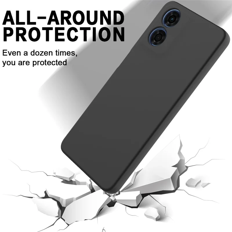 For Motorola Moto G04s 4G / G04 4G Case Liquid Silicone Scratch-proof Protective Shell with Handy Strap - Black-Cellmalls