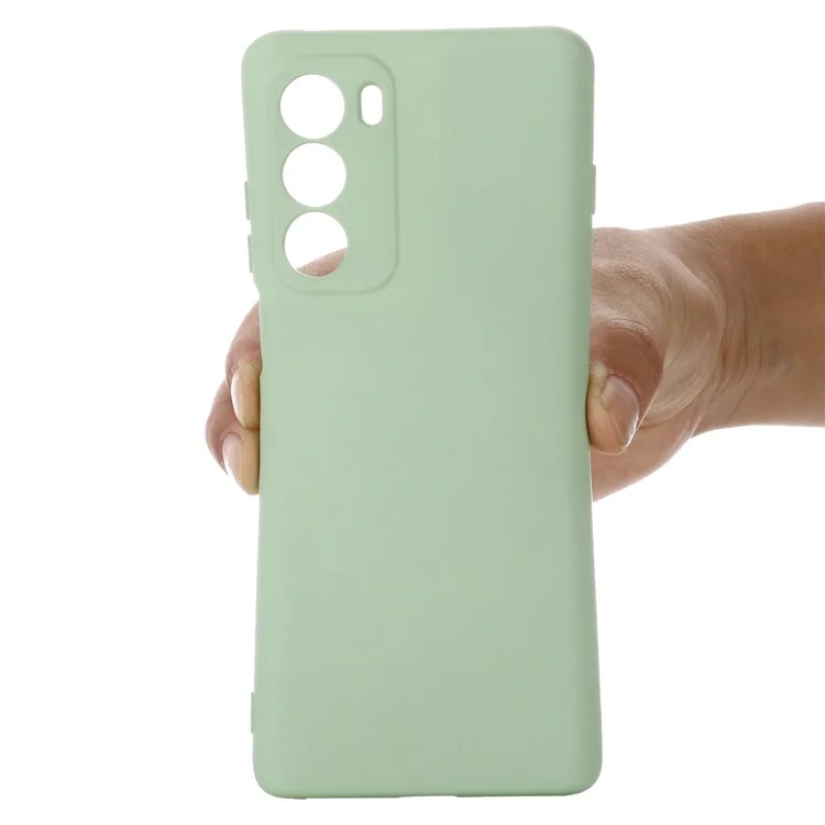 For Motorola Moto G200 5G/Edge S30 Soft Liquid Silicone Shockproof Phone Case Microfiber Lining Cushion Texture Cover with Strap - Green-Cellmalls