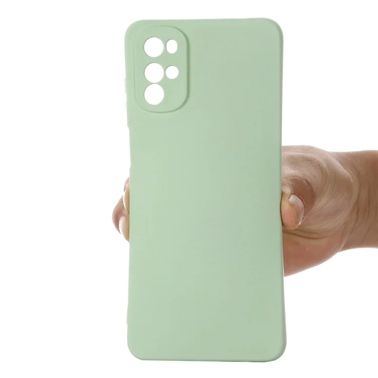 For Motorola Moto G22 / Moto E32s 4G Liquid Silicone Cover Soft Anti-Scratch Microfiber Lining Shockproof Protective Case with Strap - Green-Cellmalls