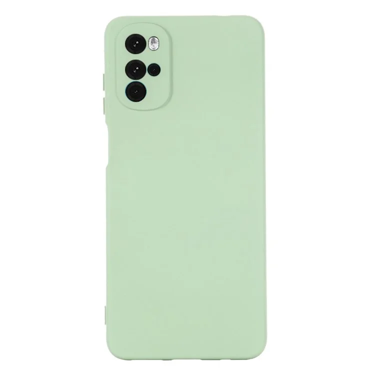For Motorola Moto G22 / Moto E32s 4G Liquid Silicone Cover Soft Anti-Scratch Microfiber Lining Shockproof Protective Case with Strap - Green-Cellmalls